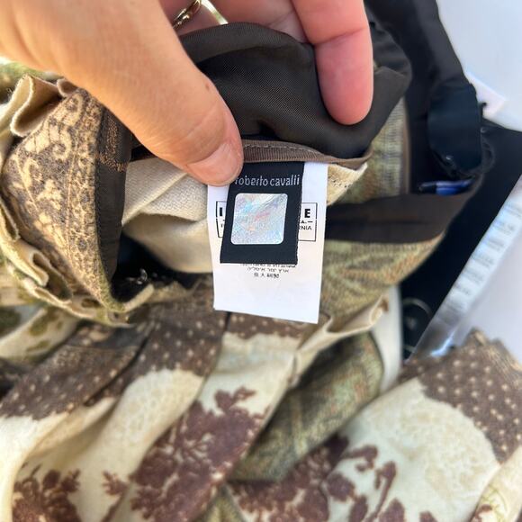 Vintage Roberto Cavalli Y2K Wool Patchwork Pleated Midi Skirt 40 Size 6 - Picture 13 of 16